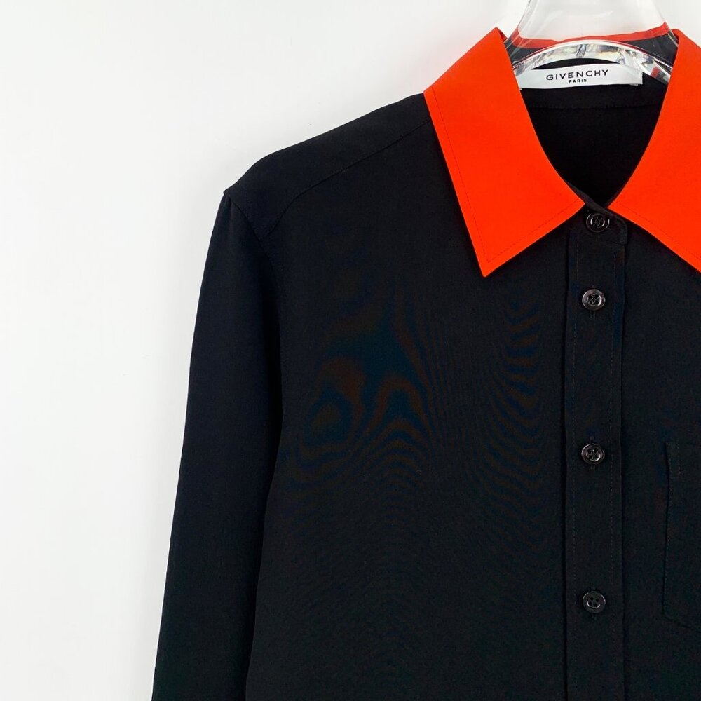 Givenchy Black Silk Collared Single-Breasted Long… - image 3